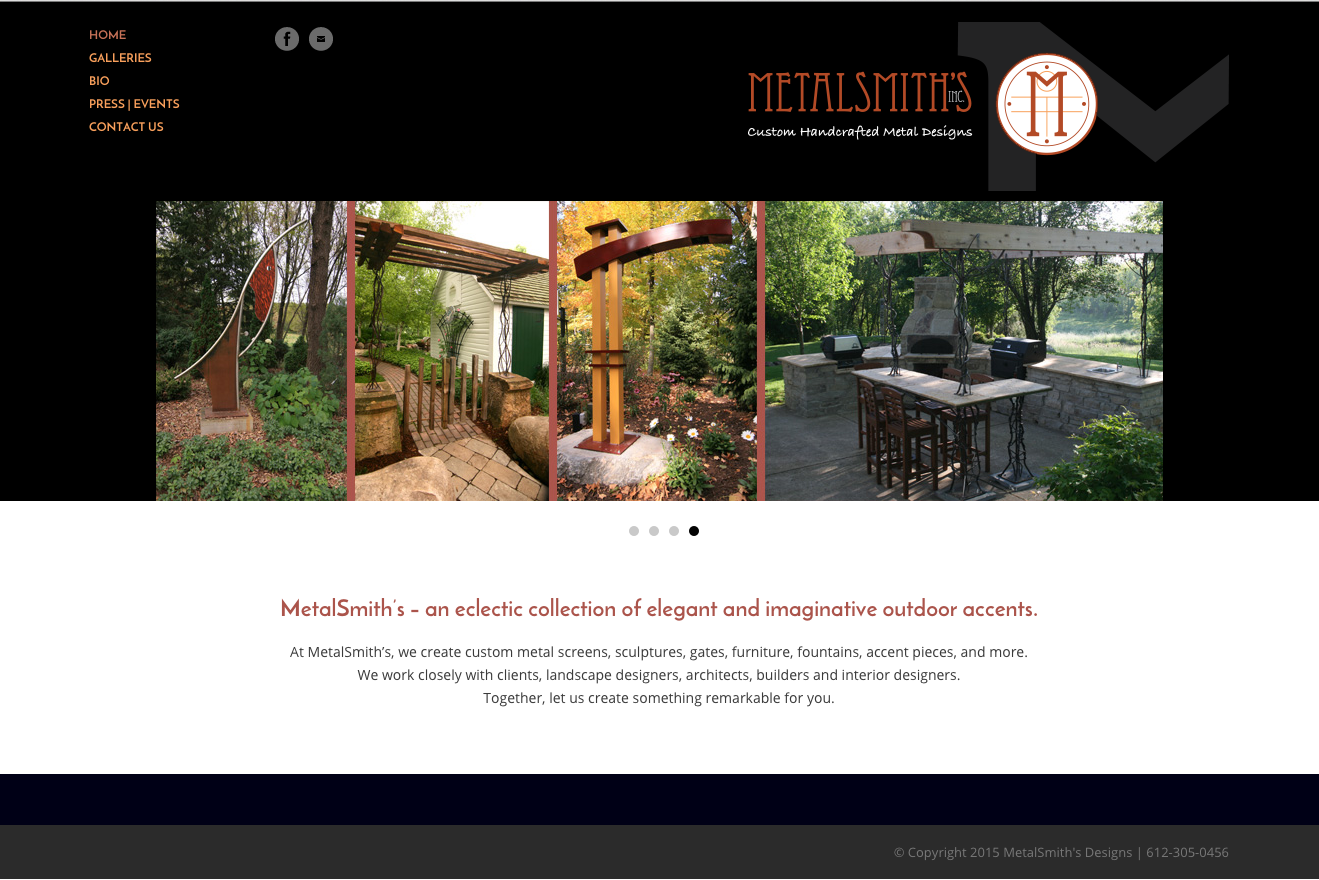 MetalSmith's web design by Wojack Hendrickson Design