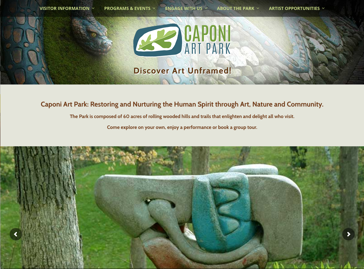 Caponi Art Park Website by Wojack Hendrickson Design